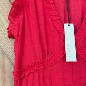 Pinch Ruffled Red Women’s Dress